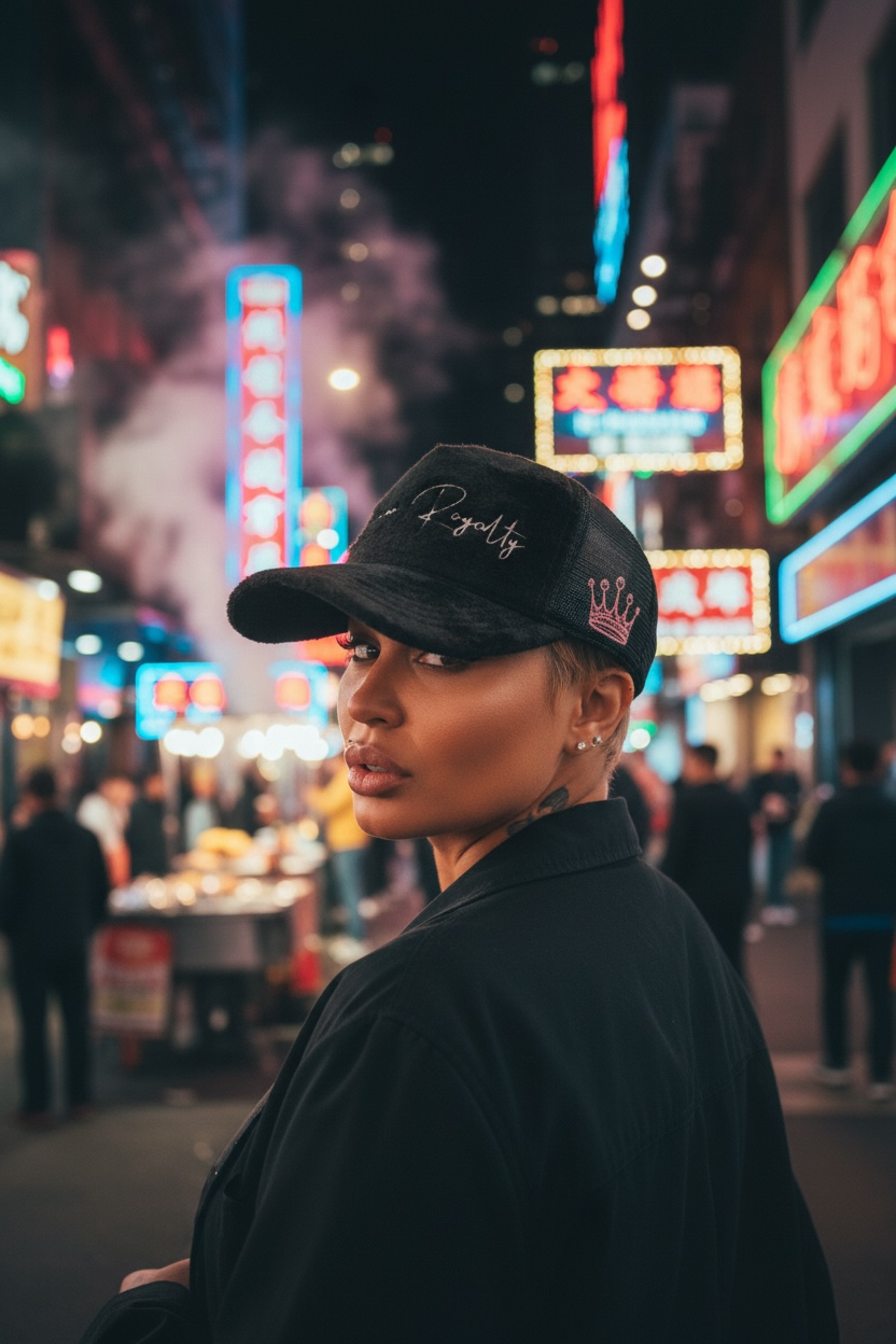 “Queen” velvet fur trucker hats